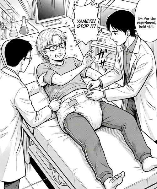 Manga Transformation: Teen in Laboratory Scene