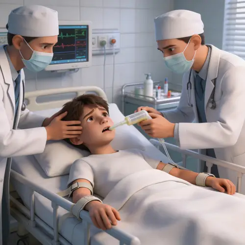 3D Render of Boy Receiving Medical Attention