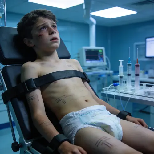 Inhuman Medical Test Subject: Teen Boy with Diaper