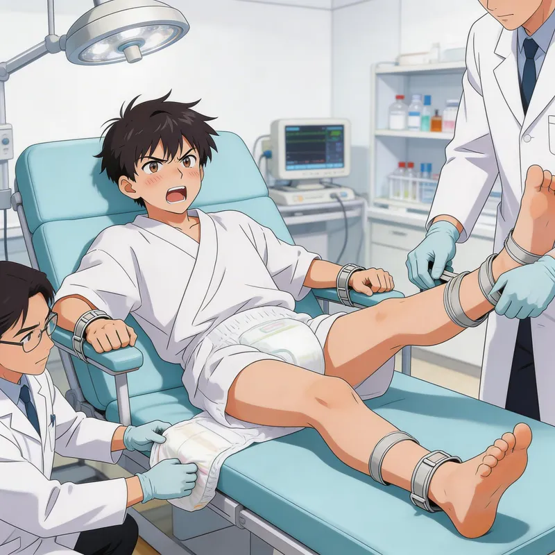 Struggling Teenager in Anime Lab Scene