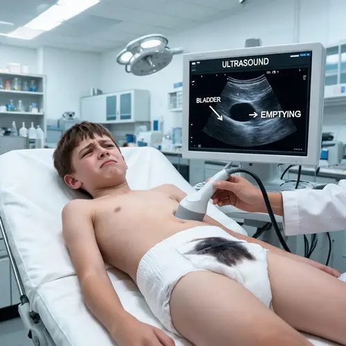 Boy Undergoing Ultrasound Test in Lab