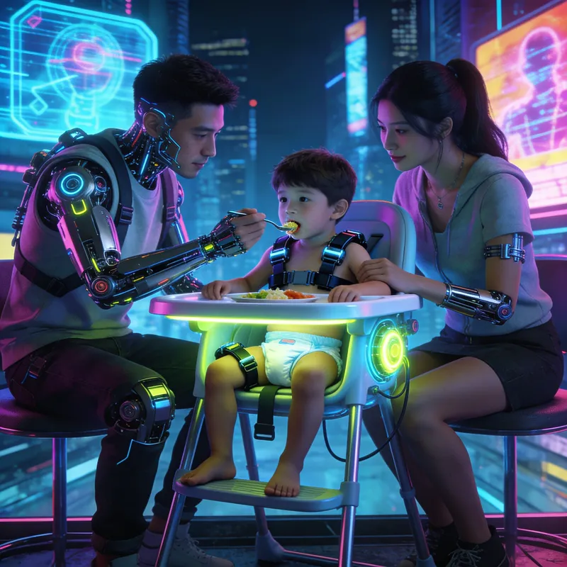 Cyberpunk Teenager in Diaper on High Chair Cyberpunk Teenager in Diaper on High Chair