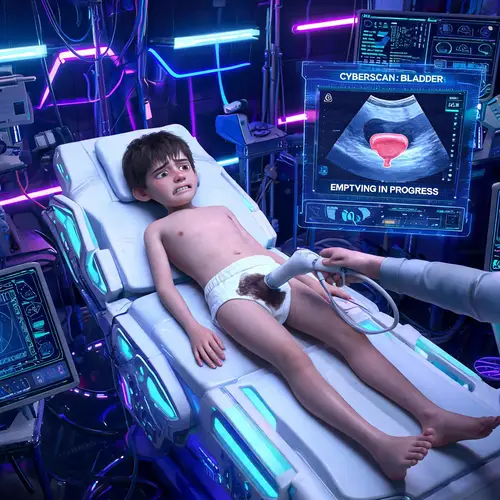 Cyberpunk Medical Lab: A Boy's Ultrasound Experience