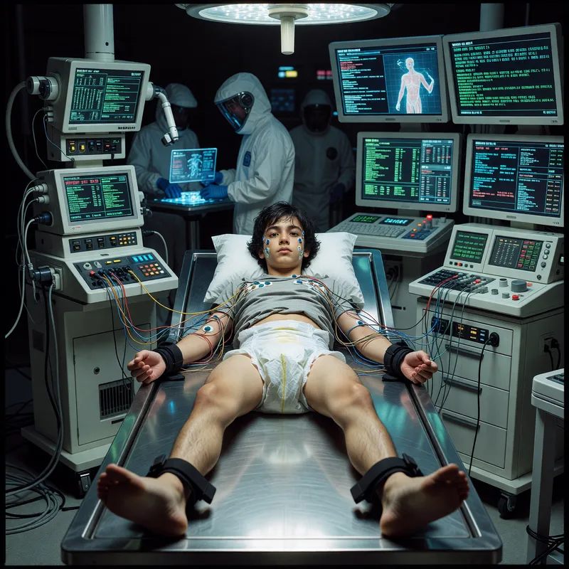 Cyberpunk Inhuman Medical Test on Teen Boy
