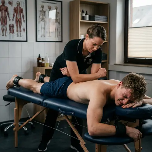 Painful Deep Tissue Massage for Young European Man