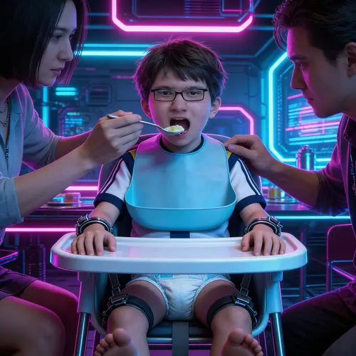 Cyberpunk School Boy: A Dystopian Transformation