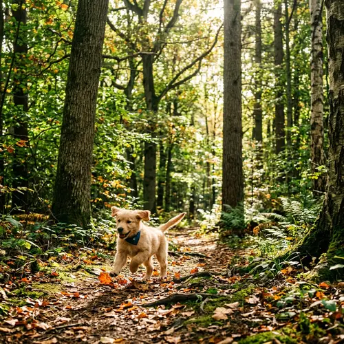 Small Puppy Playing in Forest - Cute Dog Exploration