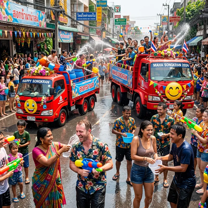 Joyful Songkran Festival: Splashing Water Fun