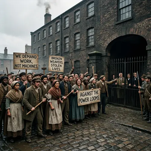 19th Century Luddites Protesting Wool Factory Machinery