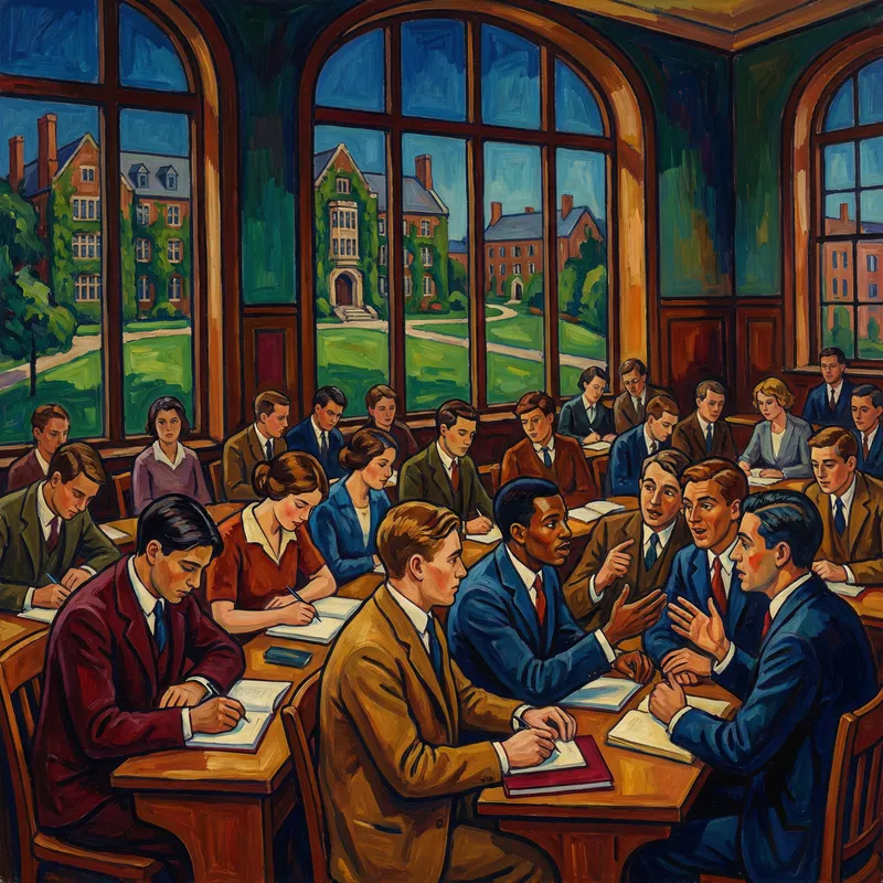 Ivy League University Classroom: Pop Art Style Multicultural Learning Ivy League University Classroom: Pop Art Style Multicultural Learning