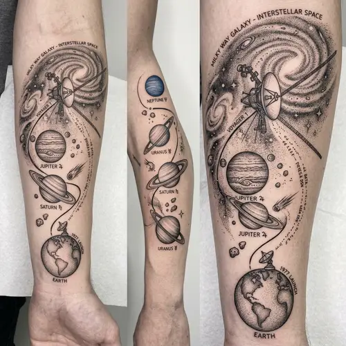 Voyager Probe Tattoo: Journey Through Outer Space
