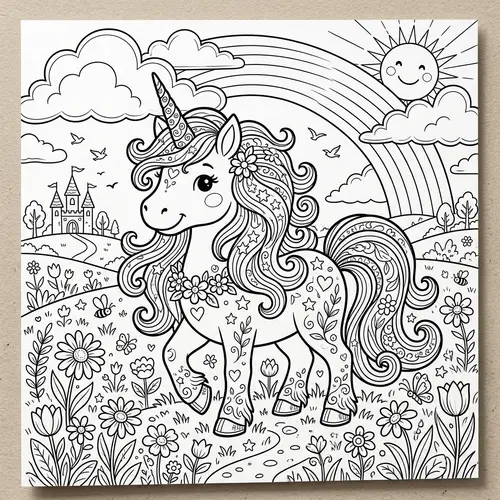 Detailed Coloring Book: Cute Unicorn Design