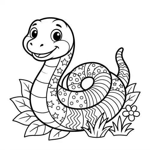 Cute Snake Coloring Book: Playful & Educational Illustration