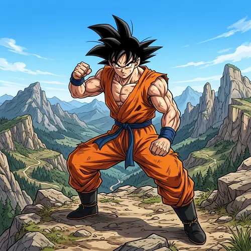 Muscular Goku in Orange Uniform | Anime Character Art