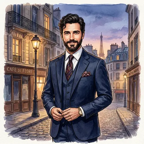 Nicolas - Stylish French Gentleman in Paris Illustration