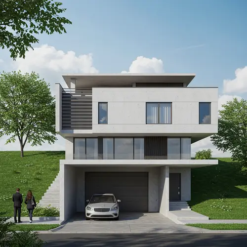 Minimalist Rectangular House Facade Design