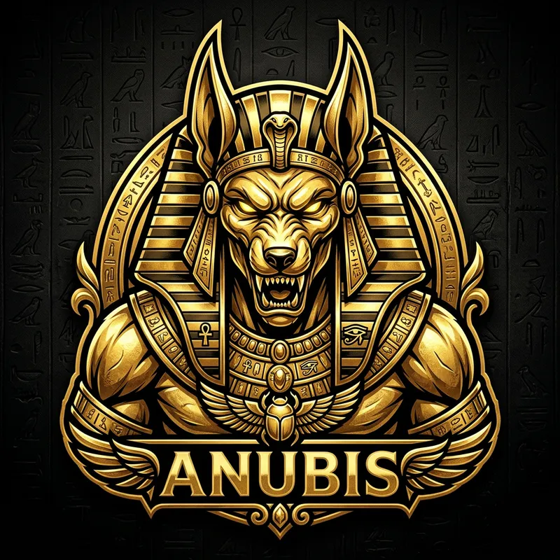 Golden Anubis Logo | Mythological Deity in Aggressive Pose