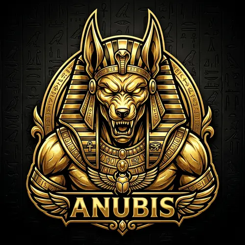 Golden Anubis Mythological God Logo