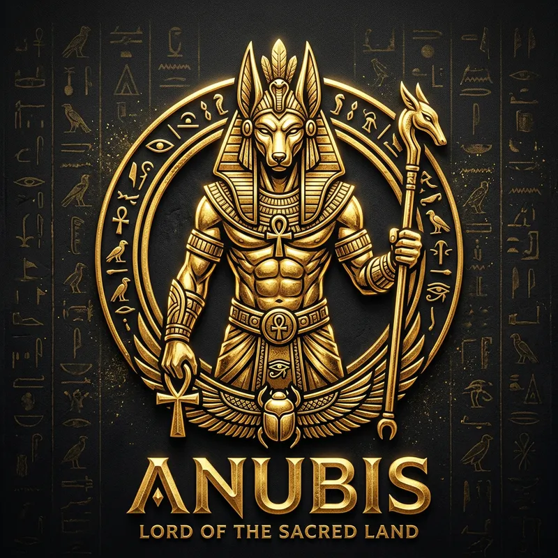 Anubis Mythical God Logo in Golden Color | Ancient Egypt Deity Design Anubis Mythical God Logo in Golden Color | Ancient Egypt Deity Design