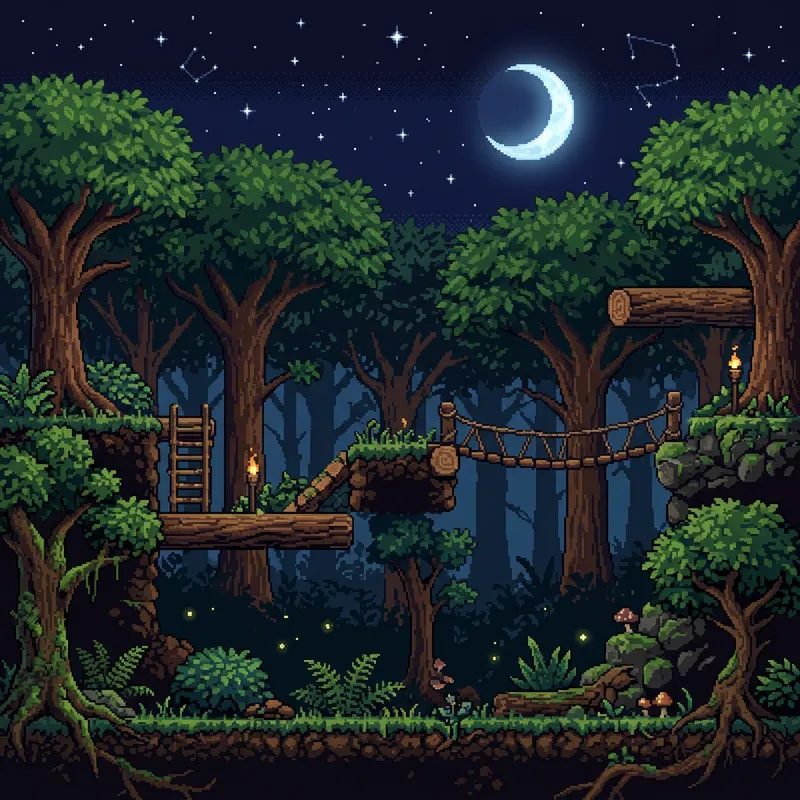 Pixel Art Forest Level Background for Games Pixel Art Forest Level Background for Games