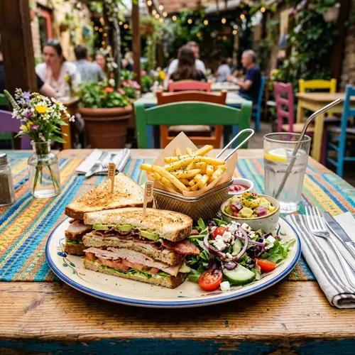 Delicious Club Sandwich with Salads and Fries