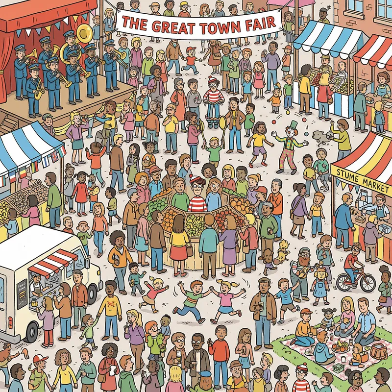 Find Waldo: Colorful Crowd Scene Adventure