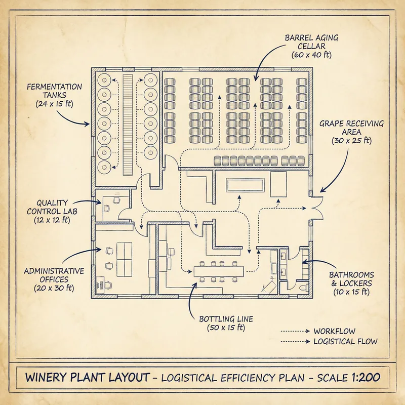 Optimized Winery Plant Layout for Wine Production Efficiency