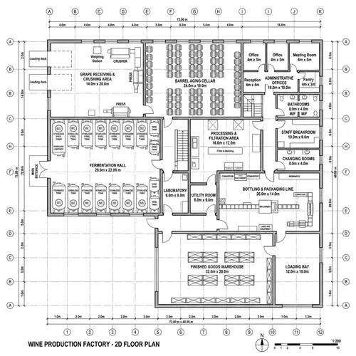 Black and White Wine Production Factory Floor Plan