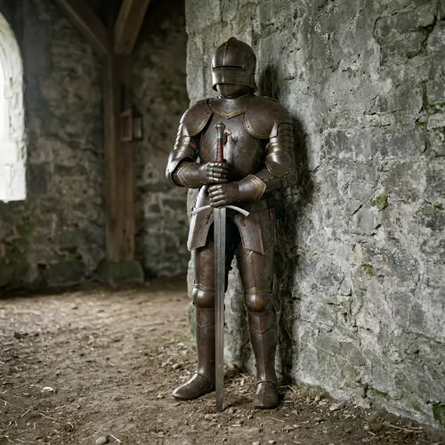 Medieval Plate Armor with Two-Handed Sword