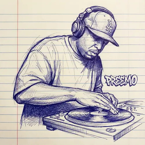 DJ Premier Pen Sketch on Lined Paper