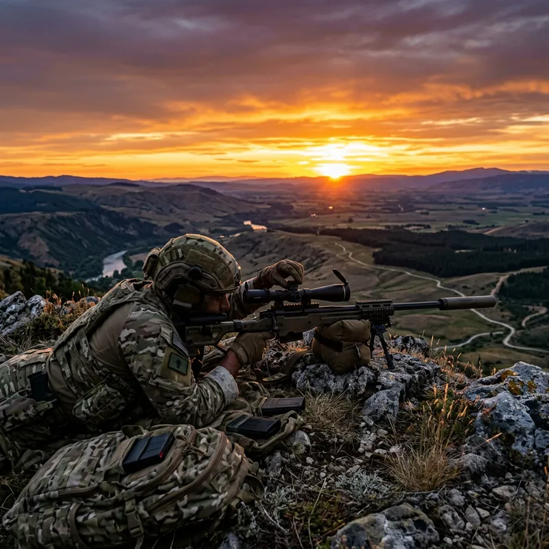 Sniper at Sunset: Tactical Serenity Sniper at Sunset: Tactical Serenity