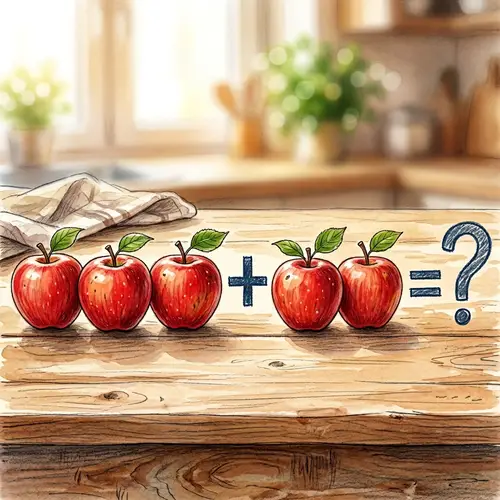 7 Red Apples Plus 3 More: Math Puzzle for Kids