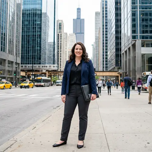 Professional Brunette Woman in Downtown Chicago