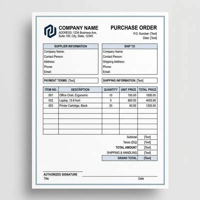 Professional Purchase Order Template