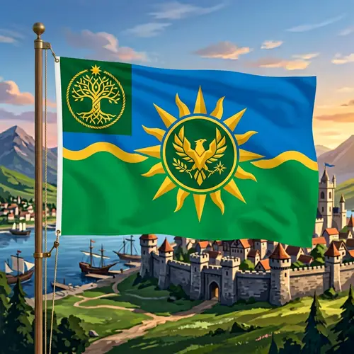 Vibrant Flat Style Fantasy Country Flag Design