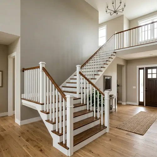 L-Shaped Staircase in Elegant Entryway Design