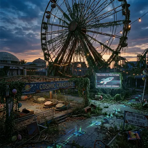 Abandoned Retro Futuristic Amusement Park