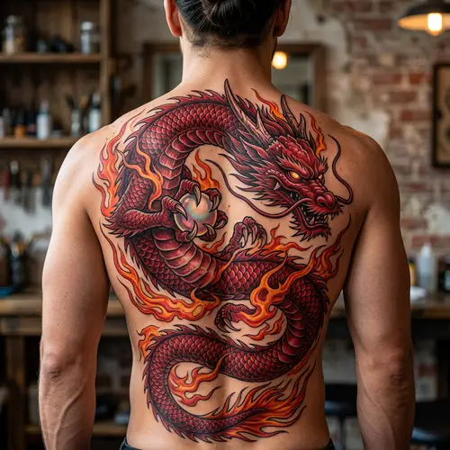 Red Dragon Tattoo Design: Majestic 4K Image