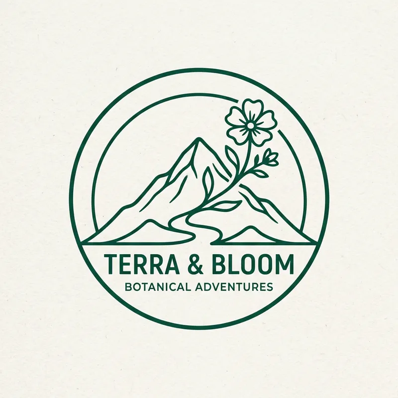 Minimalistic Mountain and Flower Logo Design
