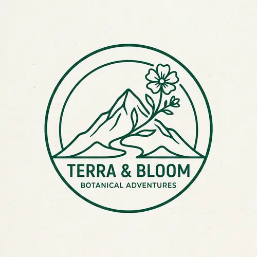 Aesthetic Minimalistic Mountain and Flower Logo