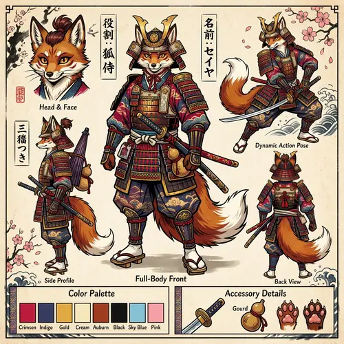 Kemono Style Anthro Character Reference Sheet