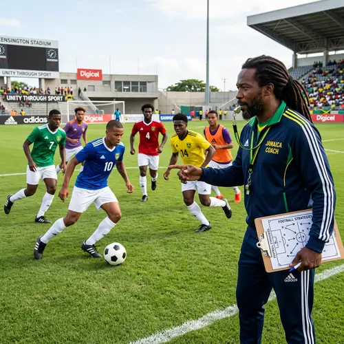 Experienced Reggae-Inspired Football Coach on Vibrant Field