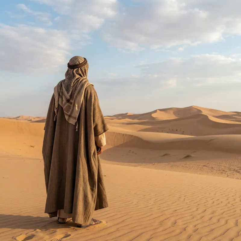 Brave Middle-Eastern Man in Traditional Attire