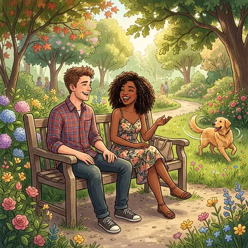 Heartwarming Scene of Diverse Friends in Tranquil Park