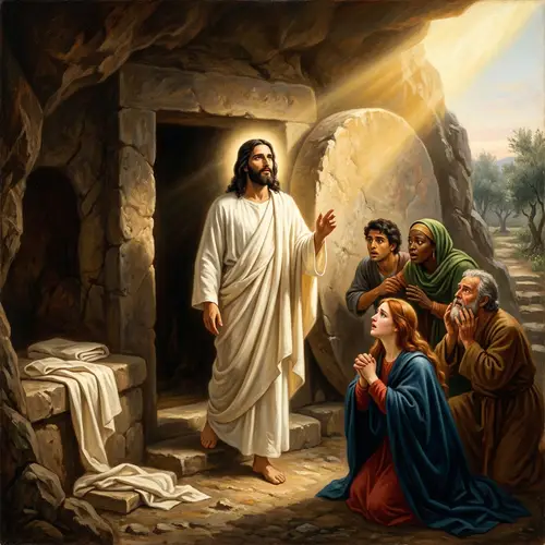 Miraculous Biblical Art: Jesus Resurrection Scene Revelation
