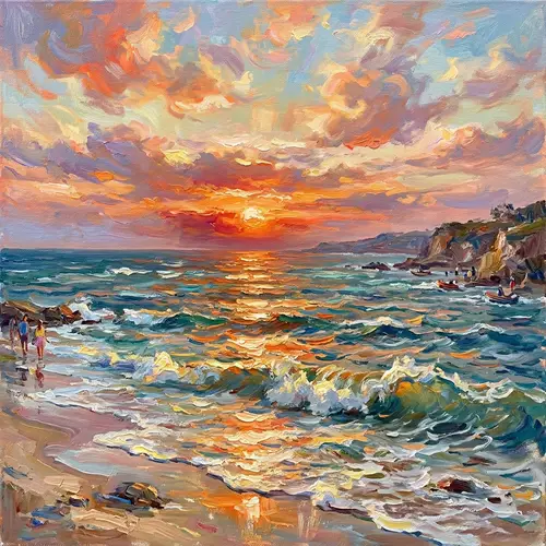 Impressionism Ocean Sunset Art