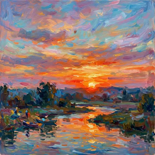 Impressionistic Sunset Art: Vibrant Colors & Brush Strokes