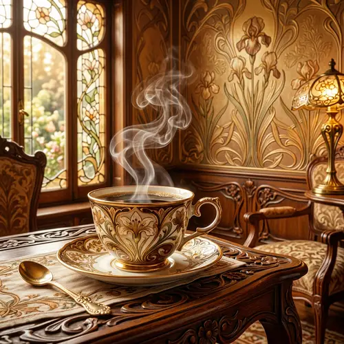 Elegant Art Nouveau Coffee Scene