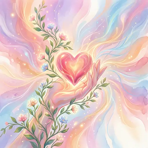 Self-Love Abstract Art | Vibrant Heart & Ethereal Flora