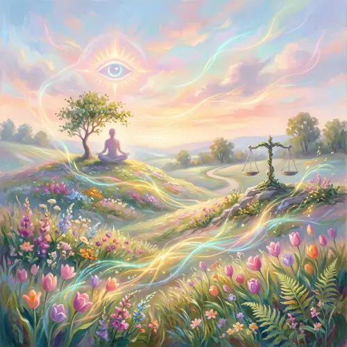 Serene Mindfulness Landscape with Abstract Shapes | Website